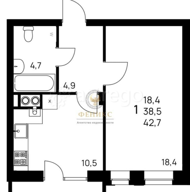 1-комн. квартира, 42.7 м2, 1/7 эт. Северный - изображение 4