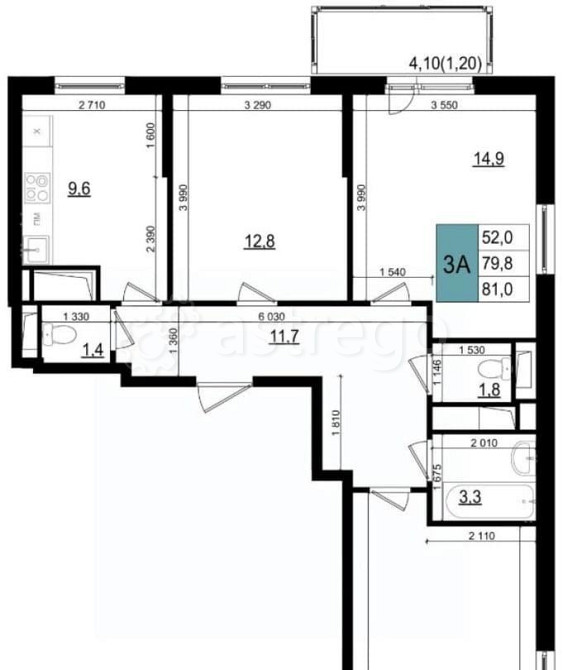 3-комн. квартира, 81 м2, 19/25 эт. Одинцово - изображение 1