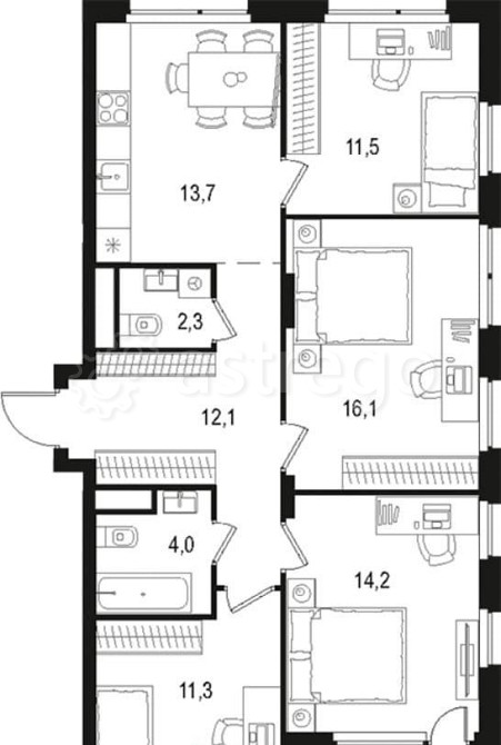 4-комн. квартира, 86.8 м2, 4/15 эт. Москва - изображение 2