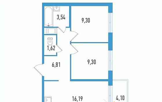 3-комн. квартира, 62.35 м2, 5/12 эт. Санкт-Петербург