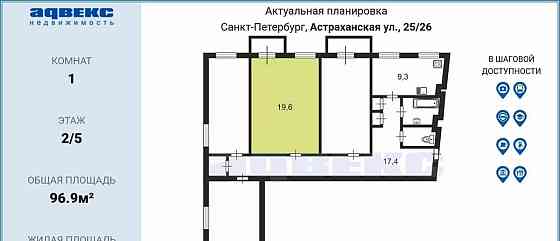 Комната, 19.6 м2, 2/5 эт. Санкт-Петербург