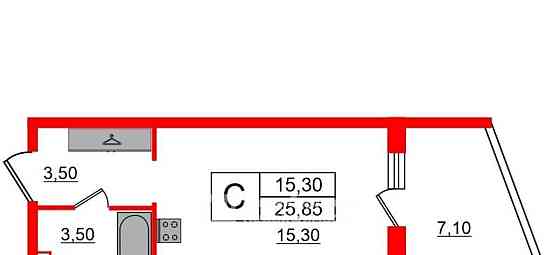 Студия, 25.85 м2, 5/33 эт. Санкт-Петербург