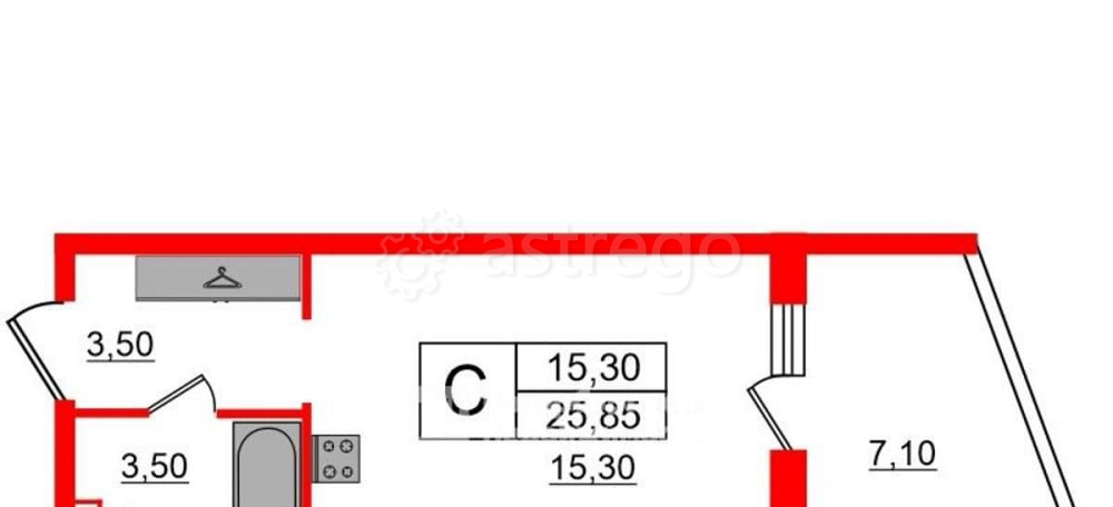 Студия, 25.85 м2, 5/33 эт. Санкт-Петербург - изображение 2