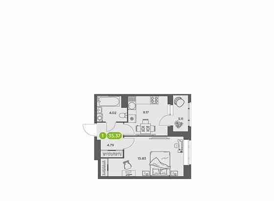1-комн. квартира, 35.37 м2, 7/16 эт. Архангельск