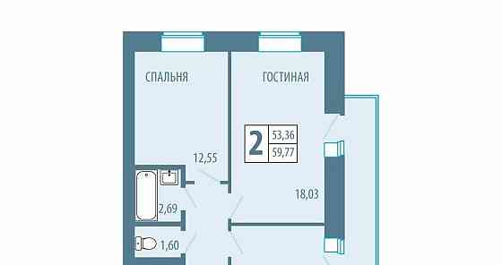 2-комн. квартира, 59.77 м2, 2/5 эт. Железногорск