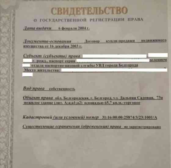 Торговое помещение, 65.7 м2 Белгород