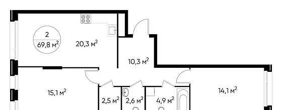 2-комн. квартира, 69 м2, 2/17 эт. Москва