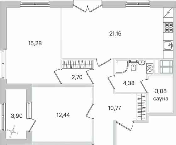 3-комн. квартира, 88.57 м2, 4/4 эт. Санкт-Петербург