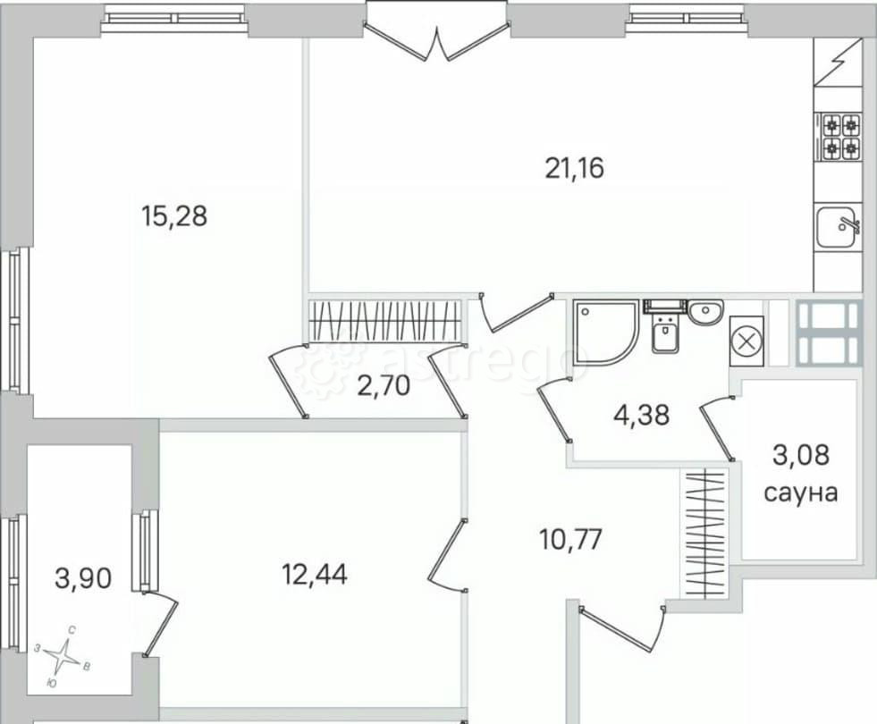 3-комн. квартира, 88.57 м2, 4/4 эт. Санкт-Петербург - изображение 1