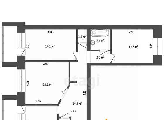 3-комн. квартира, 73.3 м2, 3/5 эт. Архангельск
