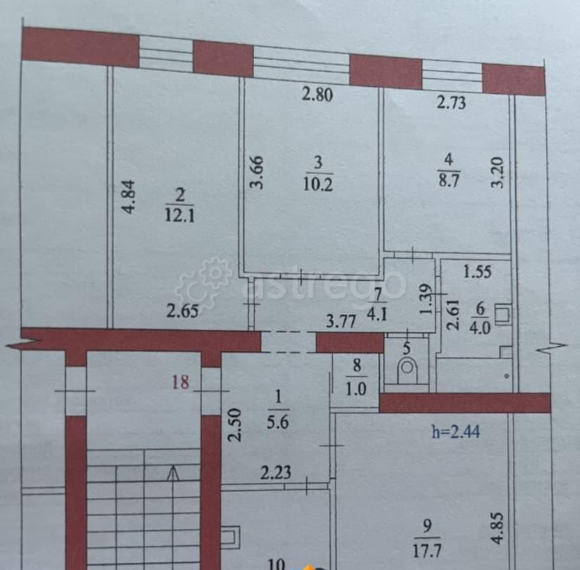 4-комн. квартира, 71.7 м2, 4/5 эт. Благовещенск - изображение 1