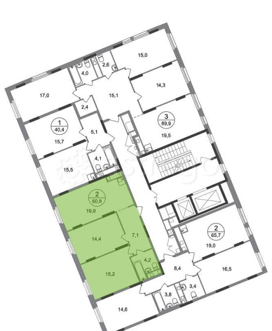 2-комн. квартира, 60 м2, 16/17 эт. Москва - изображение 4