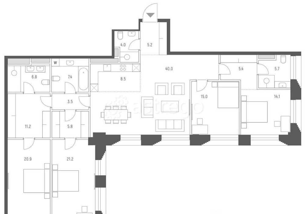 4-комн. квартира, 174.7 м2, 4/18 эт. Москва - изображение 1