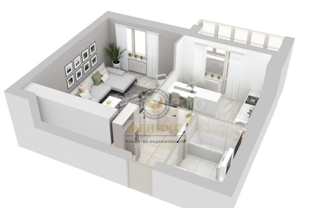 1-комн. квартира, 42.7 м2, 1/7 эт. Северный - изображение 2