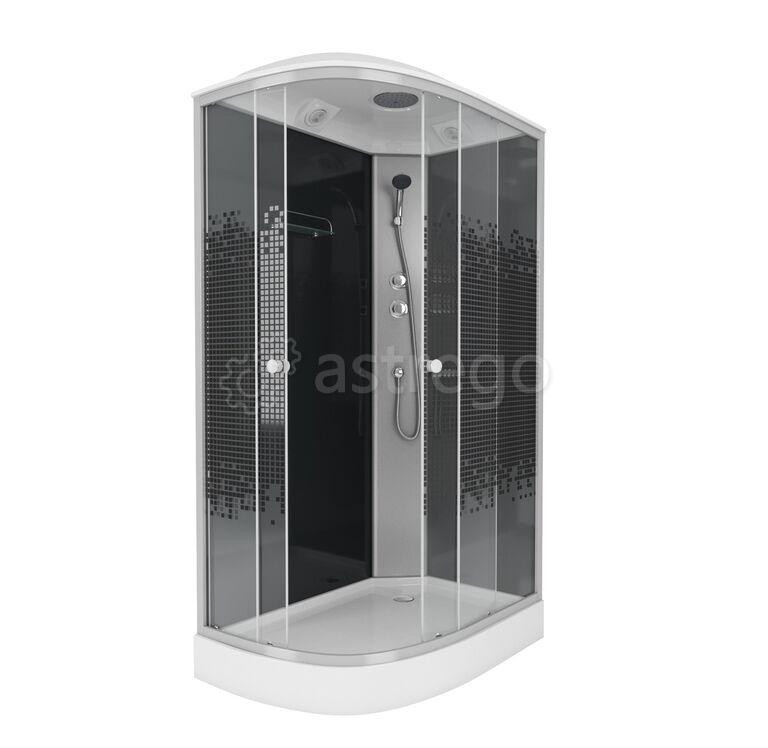 Душевая кабина NG-4512-08R BLACK 1200х800х2150 низкий поддон 13см стекло МОЗАИКА 3 места Niagara Москва - изображение 1