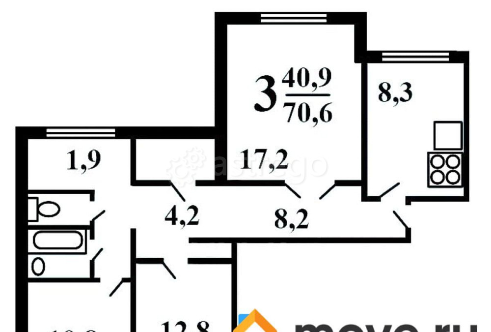 3-комн. квартира, 72 м2, 7/14 эт. Москва - изображение 7
