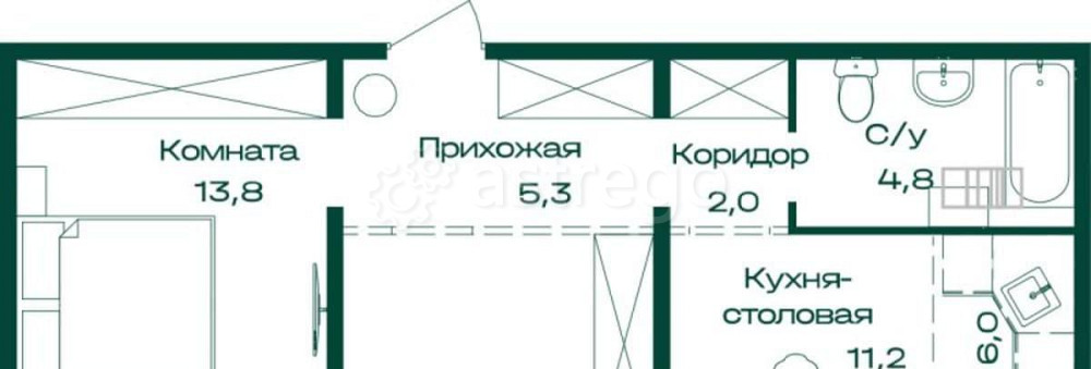 2-комн. квартира, 58.2 м2, 6/8 эт. Майма - изображение 7