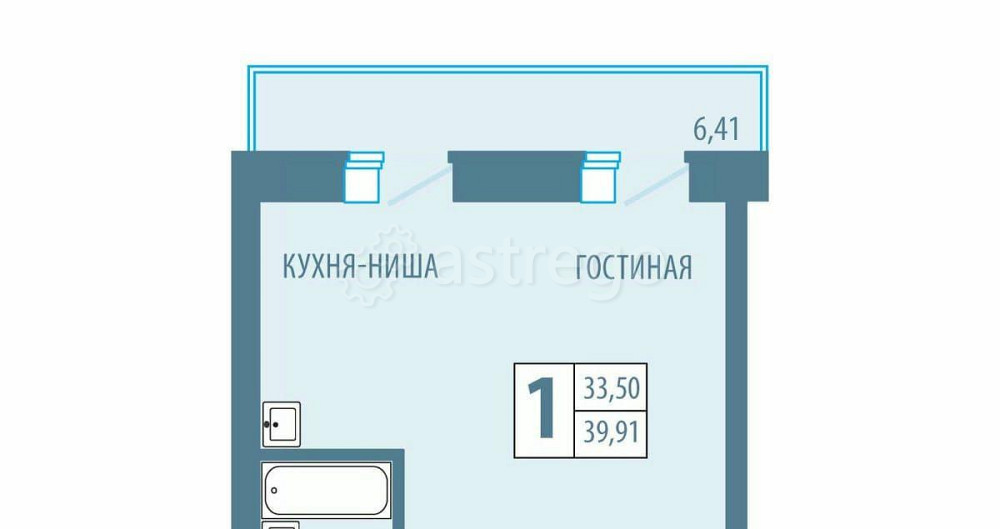 1-комн. квартира, 39.91 м2, 1/5 эт. Железногорск - изображение 1