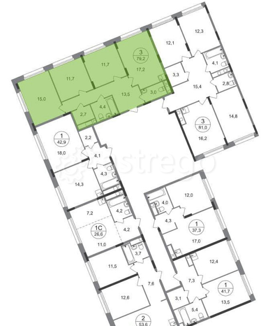3-комн. квартира, 79 м2, 3/17 эт. Москва - изображение 4