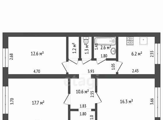 3-комн. квартира, 68.5 м2, 2/2 эт. Стерлитамак