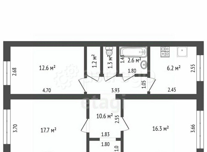 3-комн. квартира, 68.5 м2, 2/2 эт. Стерлитамак - изображение 2