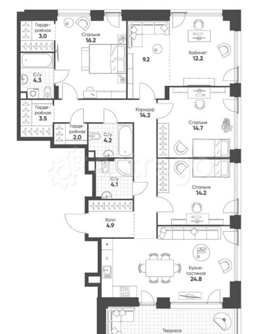 4-комн. квартира, 136.9 м2, 11/14 эт. Москва - изображение 1