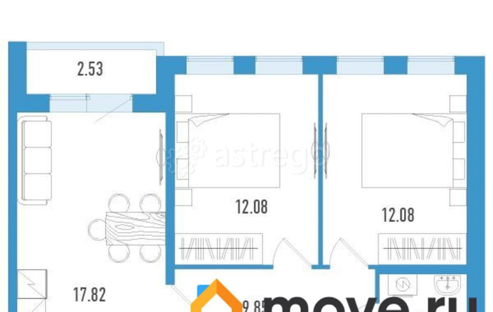 2-комн. квартира, 59.24 м2, 8/12 эт. Санкт-Петербург - изображение 1