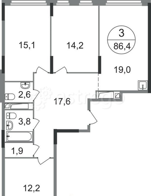 3-комн. квартира, 86 м2, 5/17 эт. Москва - изображение 1