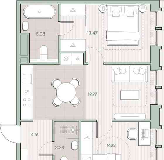 2-комн. квартира, 55.65 м2, 2/12 эт. Москва