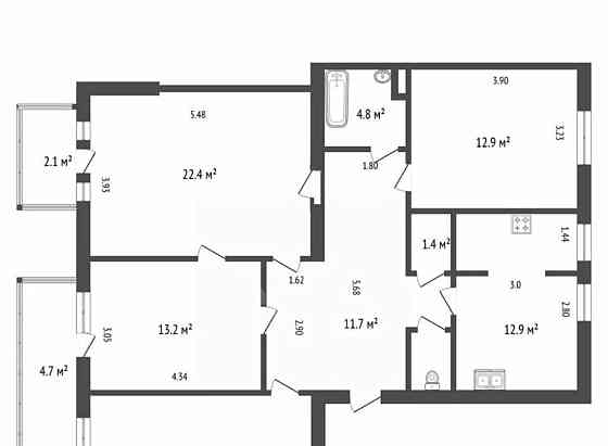 4-комн. квартира, 101 м2, 4/5 эт. Санкт-Петербург