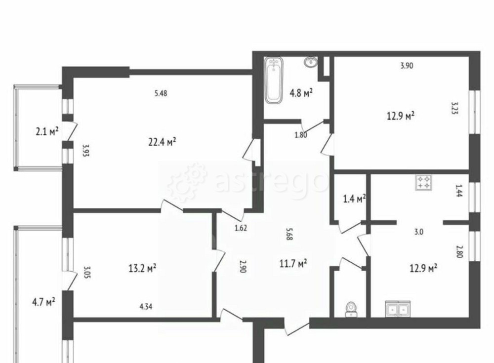 4-комн. квартира, 101 м2, 4/5 эт. Санкт-Петербург - изображение 2