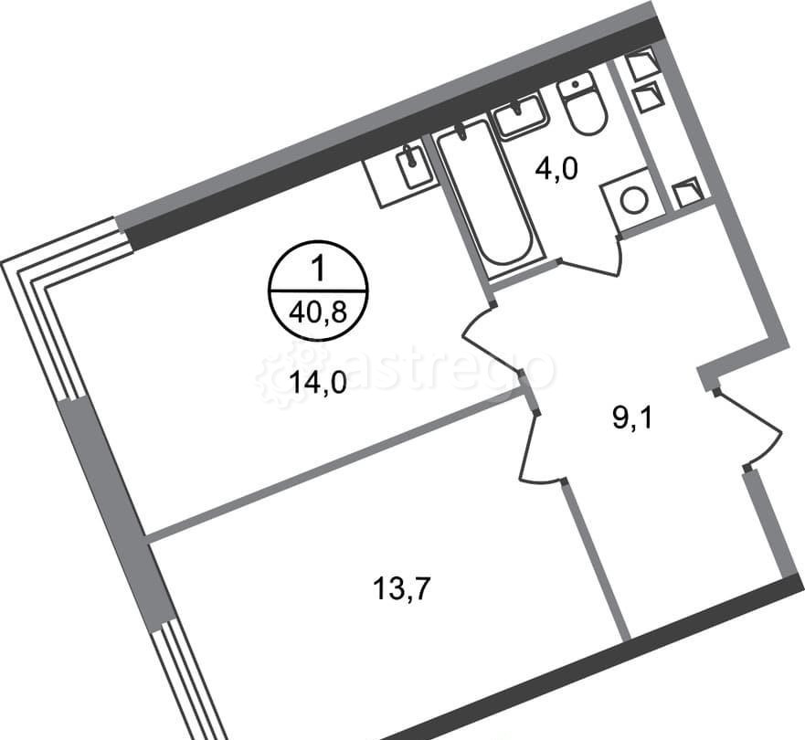1-комн. квартира, 40 м2, 11/17 эт. Москва - изображение 1
