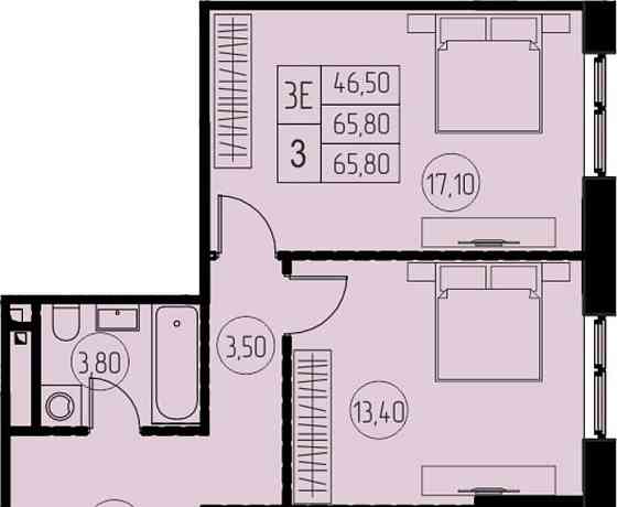 3-комн. квартира, 65.8 м2, 17/28 эт. Пушкино