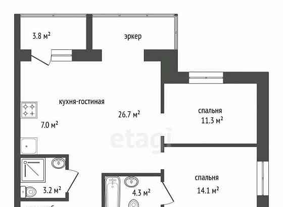 3-комн. квартира, 77.4 м2, 7/17 эт. Красноярск