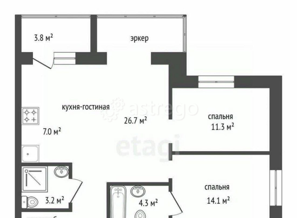 3-комн. квартира, 77.4 м2, 7/17 эт. Красноярск - изображение 1