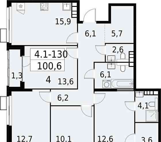 4-комн. квартира, 100.6 м2, 18/24 эт. Москва