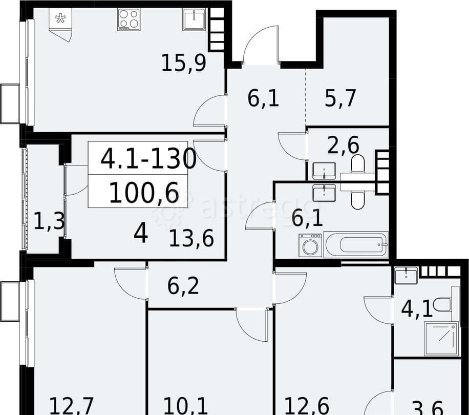 4-комн. квартира, 100.6 м2, 18/24 эт. Москва - изображение 1