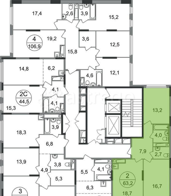 2-комн. квартира, 63 м2, 17/17 эт. Москва - изображение 10