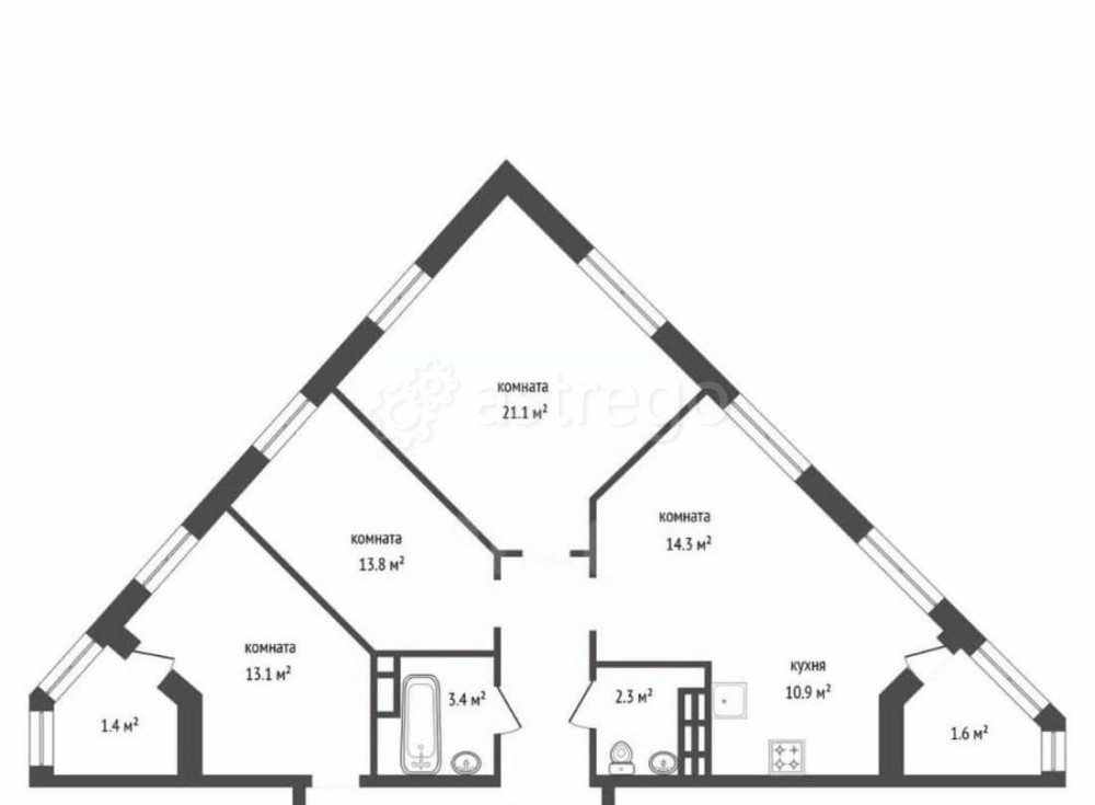 4-комн. квартира, 95.1 м2, 15/16 эт. Красноярск - изображение 1