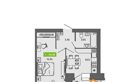 1-комн. квартира, 34.58 м2, 9/9 эт. Северодвинск