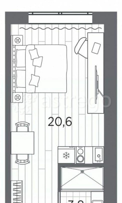 1-комн. апарт-ы, 24.4 м2, 2/13 эт. Санкт-Петербург - изображение 1