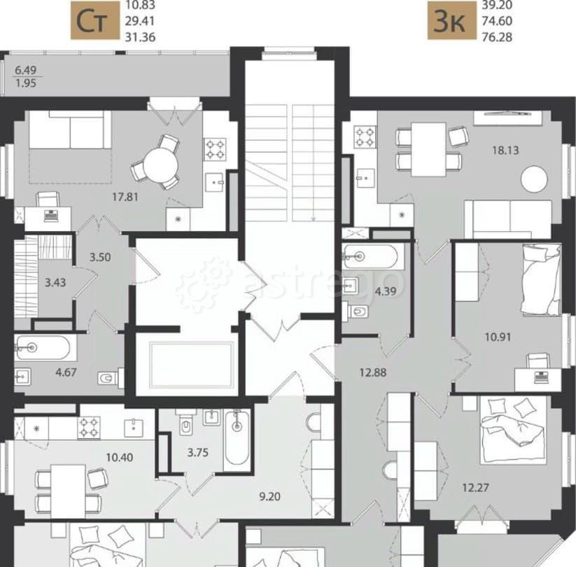 Студия, 31.36 м2, 9/9 эт. Архангельск - изображение 3