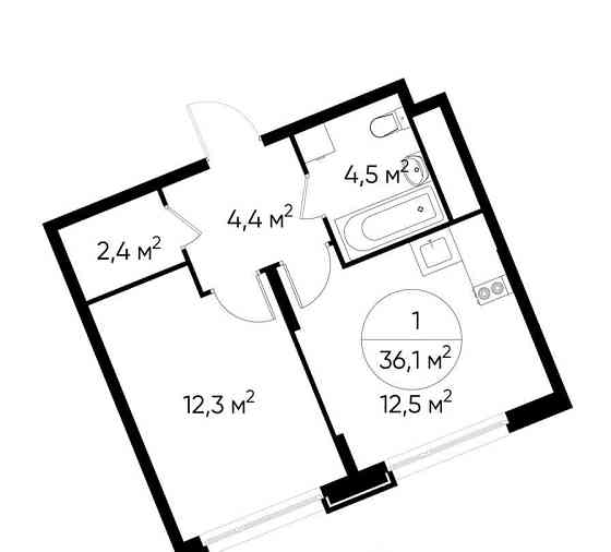 1-комн. квартира, 36 м2, 3/17 эт. Москва