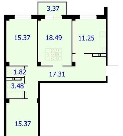 3-комн. квартира, 84.1 м2, 7/9 эт. Красноярск