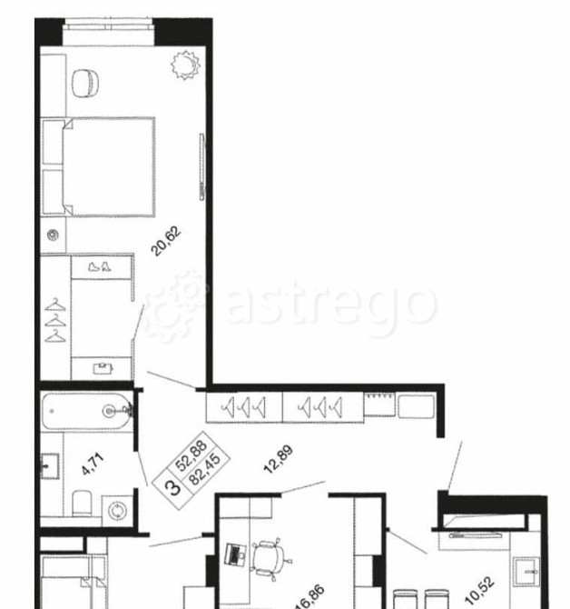 3-комн. квартира, 82.45 м2, 2/9 эт. Апрелевка - изображение 1