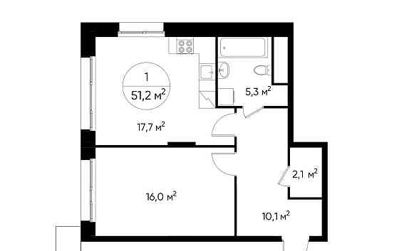 1-комн. квартира, 51 м2, 9/12 эт. Москва