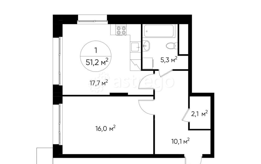 1-комн. квартира, 51 м2, 9/12 эт. Москва - изображение 1