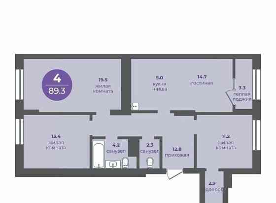 4-комн. квартира, 89.5 м2, 23/24 эт. Красноярск