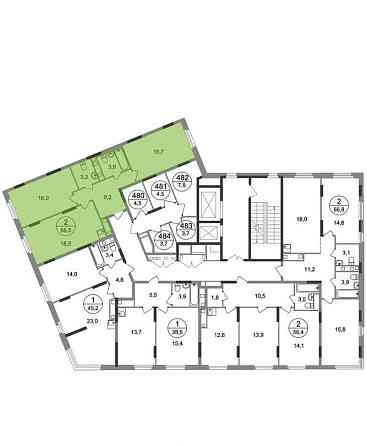 2-комн. квартира, 66 м2, 15/17 эт. Москва