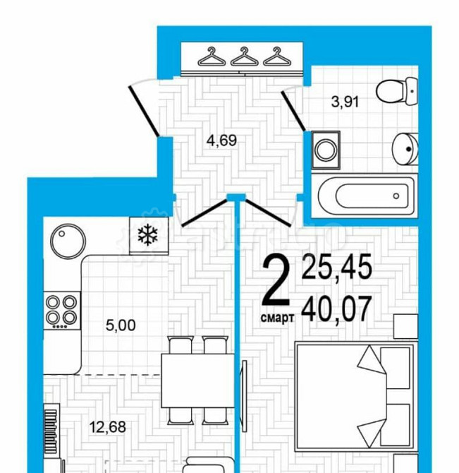 2-комн. квартира, 40.07 м2, 15/25 эт. Уфа - изображение 1